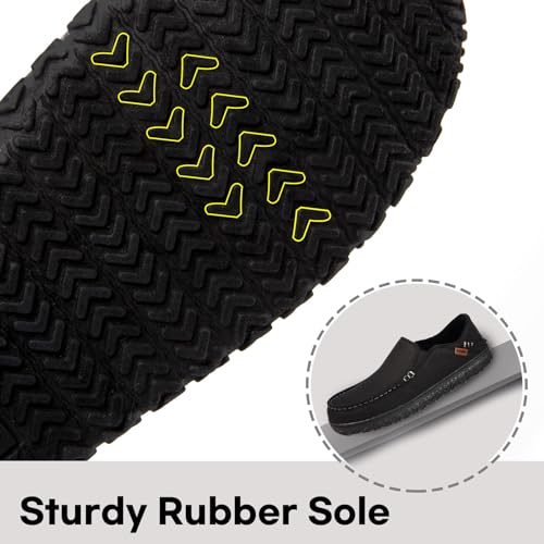 LongBay Men's Moccasin Slippers Cozy Breathable Memory Foam House Shoes for Indoor Outdoor Dark Grey, 9