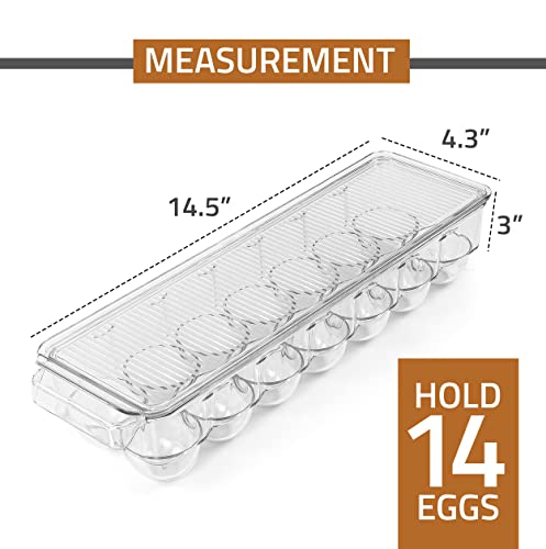 Utopia Home Egg Container With Lid and Handle for Refrigerator - Pack of 1 - Clear Stackable Egg Holder for Kitchen Storage and organization