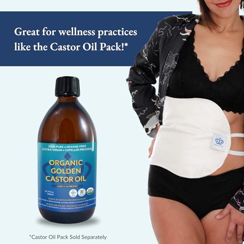 QUEEN OF THE THRONES Organic Golden Castor Oil - 500mL (16.9oz) | 100% Pure & Expeller-Pressed for Hair, Skin & Digestion | Hexane Free | USDA Certified