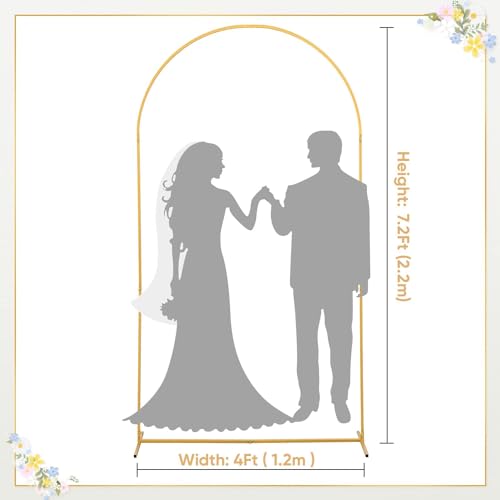 7.2Ft Wedding Arch Backdrop Stands,Metal Arch Backdrop Stand,Gold Wedding Balloon Arched Backdrop Stand Party,Friends Gathering,Christmas,Garden Decoration
