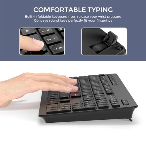 seenda Wireless Keyboard and Mouse Combo, 2.4GHz Cordless Quiet Keyboard Mouse with USB Receiver, Full Size Cute Black Combo, Compatible for Windows Laptop Computer Desktop PC, Black