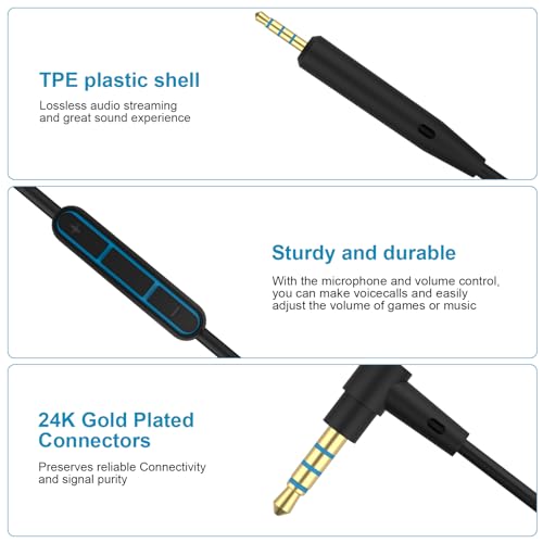 QC35 Mic Cable Compatible with Bose Noise Cancelling 700, QC35, QC35 II, QC45, QC25, OE2, OE2i Headphones, Remote Volume Control Mic, 4.6ft