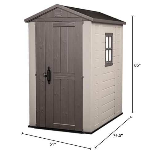 Keter Factor 4x6 Outdoor Storage Shed Kit-Perfect to Store Patio Furniture, Garden Tools, Bike Accessories, Beach Chairs and Push Lawn Mower