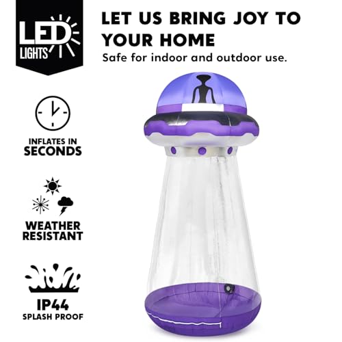 Joiedomi Halloween Inflatable UFO Decoration, 9 FT Tall Giant Halloween Blow Ups UFO Halloween Decorations with Built-in LEDs for Outdoor Halloween Decorations, Halloween Yard Decorations