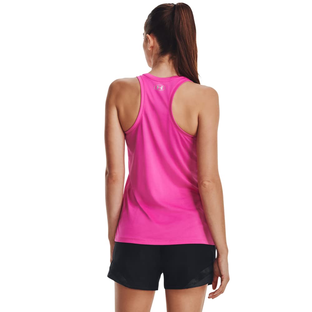 Under Armour Women's Tech Solid Tank Top, (652) Rebel Pink / / Metallic Silver, Small