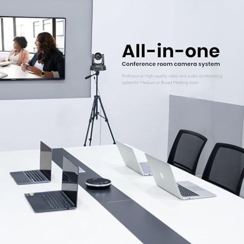 TONGVEO Conference Room PTZ Camera System 3X Optical Zoom USB3.0, HDMI 114° Wide Angle 1080P 60fps Camera Bundle with Bluetooth Microphones - Easy Setup for Church