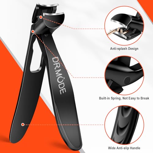 Toenail Clippers for Seniors Thick Toenails, 2024 Upgrade Angled Head Large Toe Nail Clippers for Men with Wide Jaw Opening, Sharp Heavy Duty Fingernail Clipper Cutter with Catcher Long Handle -Black