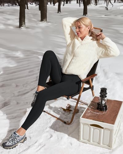 Ewedoos Fleece Lined Leggings with Pockets Water-Resistant Thermal Winter Warm Leggings for Women Yoga Pants Ski Hiking Charcoal