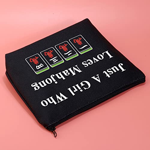 JXGZSO Lucky Mahjong Tiles Makeup Bag Who Loves Mahjong Board Game Storage Bag For Mahjong Lover