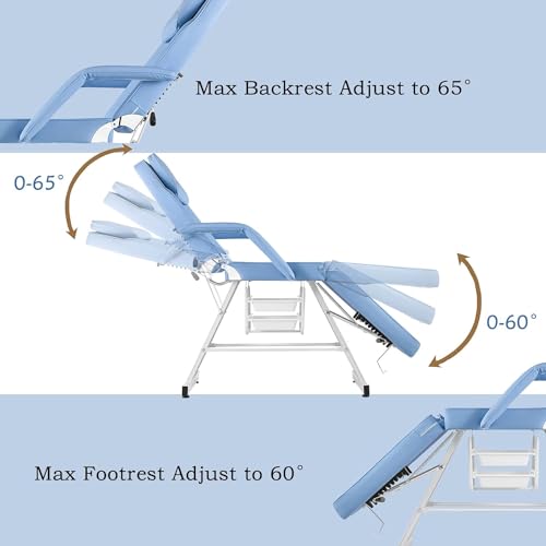 LUXMARS Facial Chair, Tattoo Chair Massage Bed with Hydraulic Stool for Professional Massage Facial Lash Beauty Spa, White