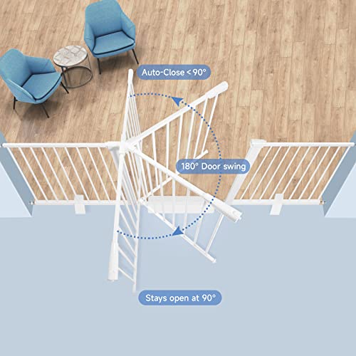 Extra Tall Child Safety Gate Extends Up to Extra Wide, Baby Gate for Doorways Hallways, Retractable Baby Gate for Stairs, Easy Fit Pet Gate, Dog Gates for The House Indoor/Outdoor, Pressure Mounted.
