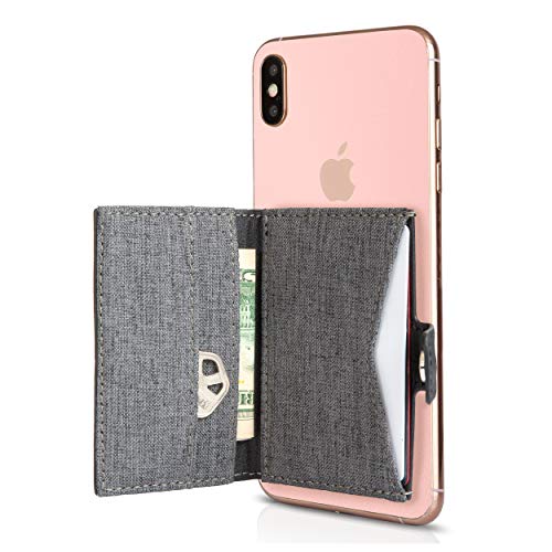 Cell Phone Card Holder Stick on Wallet Phone Pocket for iPhone, Android and All Smartphones (Black and Grey)