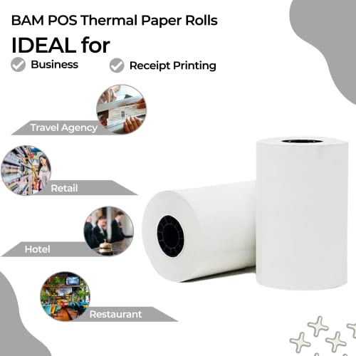 BAM POS, Thermal Paper Rolls, 3-1/8" x 230 ft, Pack of 10 - Value Pack