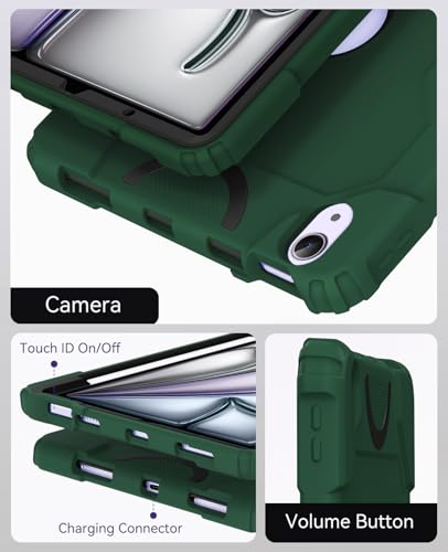 Cantis Case for iPad Air 11-inch M2 (2024), iPad Air 5th Generation (2022)/ iPad Air 4th Gen (2020) 10.9 Inch, Heavy Duty Shockproof Rugged Protective for iPad Air Case, Alpine Green+Black