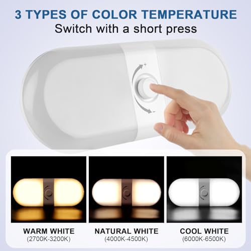 Daweir RV Lights Interior Dimmable 3 Color 12-24V LED RV Ceiling Light Dome Switch for Car/RV/Trailer/Camping/Boat(Warm Cool Natural White) 2Pack