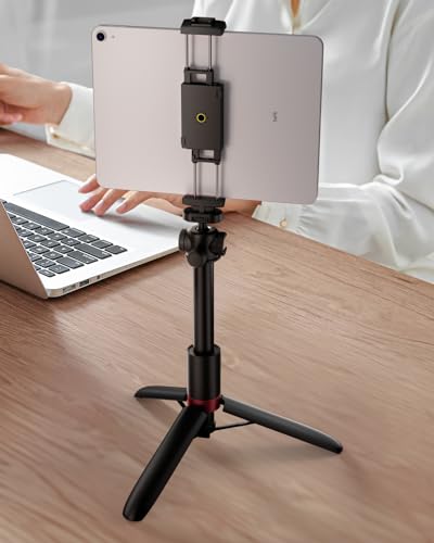 KraftGeek Phone iPad Tripod Mount, iPhone Holder for Tripod with 1/4” Screw Adapter, iPhone Tripod Mount for iPad Pro 13", iPad Air, iPad Mini, Sumsang Galaxy Tab Tablet, Cell Phone