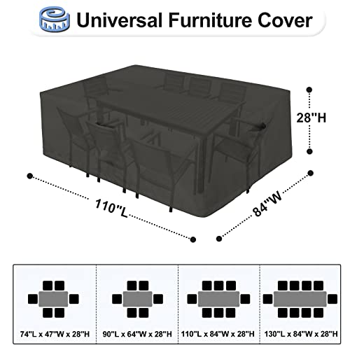 OutdoorLines Outdoor Waterproof Patio Table Furniture Set Covers - Rectangle Couch Sectional Cover Outside Weatherproof Patio Furniture Covering for Deck, Lawn and Backyard 126"L x 63"W x 28"H, Grey
