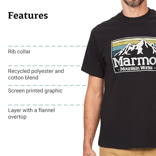 MARMOT Men's MMW Gradient Short Sleeve Tee, Black, Small