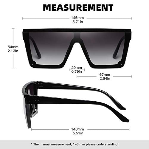 STORYCOAST Oversized Square Sunglasses for Women Men Fashion Siamese Lens Style Flat Top Shield Shades Light Brown-Gradient Brown Lens