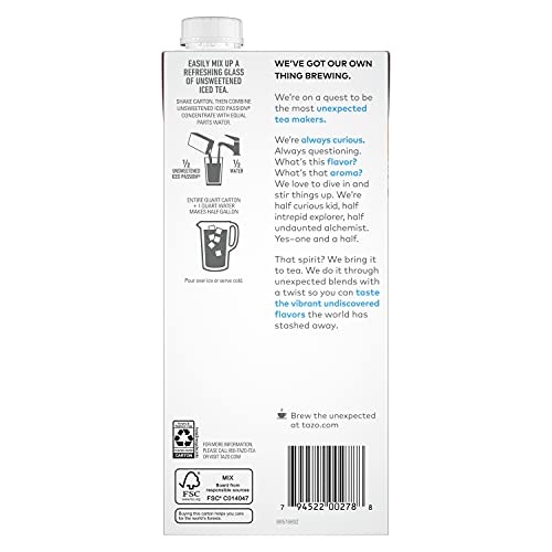 Tazo Unsweetened Iced Herbal Tea Concentrate For a Refreshing Iced Beverage Passion with tropical flavors 32 oz