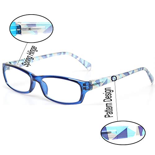 Kerecsen Reading Glasses 5 Pairs Fashion Ladies Readers Spring Hinge with Pattern Print Eyeglasses for Women (Mix Color -8, 3.50)