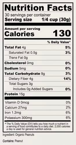 Anthony's Organic Peanut Flour, Defatted, 2 lb, Light Roast 12% Fat, Verified Gluten Free