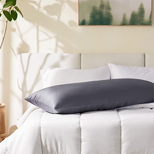 Bedsure Body Pillow Cover - Rayon Derived from Bamboo, Long Cooling Pillow Cases for Hot Sleepers, Soft & Breathable Body Pillow Pillowcase with Envelope Closure, 1 Pack, Dark Grey, 20x54 Inches