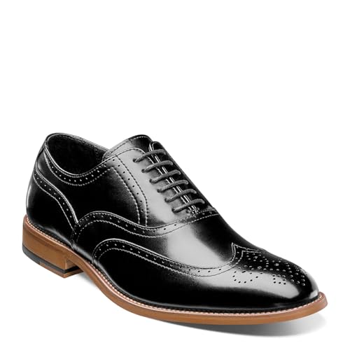 STACY ADAMS mens Dunbar - Wingtip Oxford, Black, 10.5 US