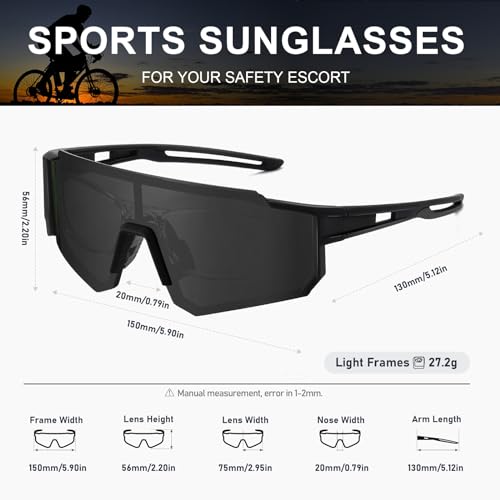 TURBOPEP Polarized Sports Sunglasses for Men and Women, Fishing Baseball Running Cycling Mountain Bike Sunglass with UV Protection
