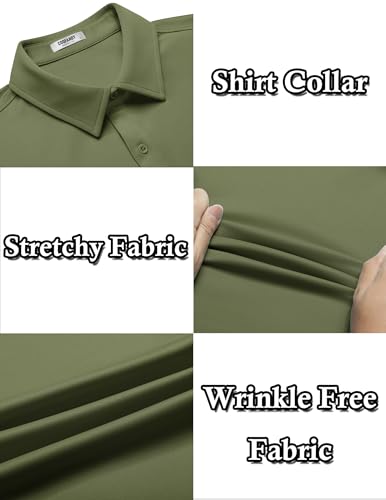 COOFANDY Mens Wrinkle Free Button Up Shirts Short Sleeve Fitted Casual Dress Shirts