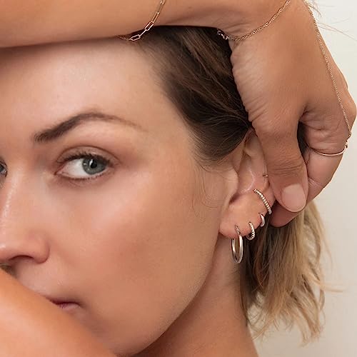 Dainty Silver Stud Earrings Set For Women Non Tarnish Sterling Silver Earrings Hoops Huggie Earrings For women Silver Hoop Earrings Double Piercing Earrings For Two Holes Set