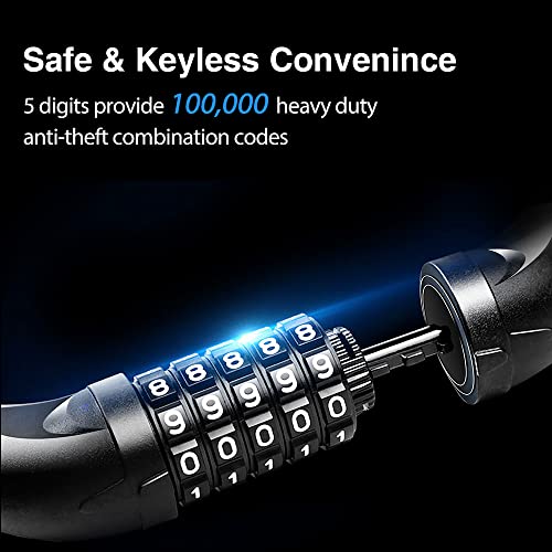 NDakter Bike Chain Lock, 5 Digit Combination Heavy Duty Anti Theft Bicycle Chain Lock, 3.2/4.27 Feet Long Security Resettable Bike Locks for Bike, Bicycle, Scooter, Motorcycle, Door, Gate, Fence