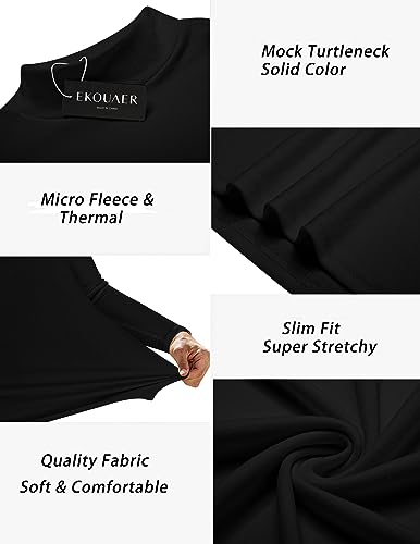Ekouaer Men's Mock Turtleneck Long Sleeve Turtle Neck Shirts Lightweight Undershirt Thermal Pullover Sweater Khaki Medium
