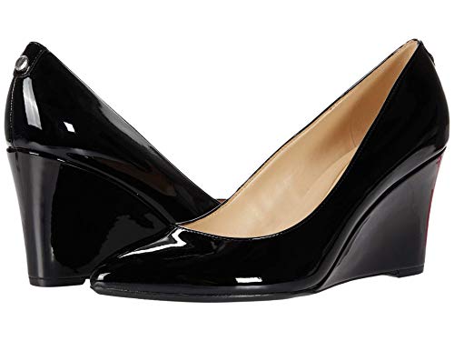 Nine West® Cal9X9 Wedges for Women – Leather Upper – Man-Made Lining and Outsole – Slip-On Black 1 10 M