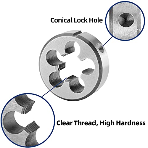 Burkit 5/8"-11 UNC Tap and Die Set, 5/8 x 11 UNC Machine Thread Tap and Round Die Right Hand