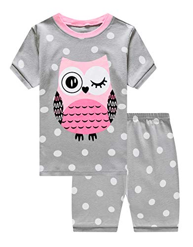 Family Feeling Big Girls Cat Pink Pajamas Short Sets 100% Cotton Kid Summer Pjs 16