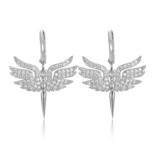 VIJASHOP Angel Dangle Earring for Women CZ Angel Wings Huggie Hoop Earrings Hypoallergenic Angel Earring Jewelry Valentine's Day Birthday Gifts for Girlfriends