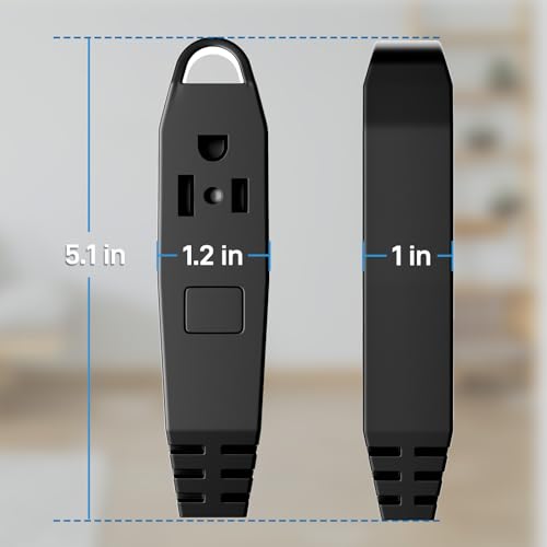 K KASONIC - 3-Feet 3 Outlet Extension Cord, UL Listed, 16/3 SJTW 3-Wire Grounded, 13 Amp 125 V 1625 Watts, Multi-Outlet Indoor/Outdoor Use, Black