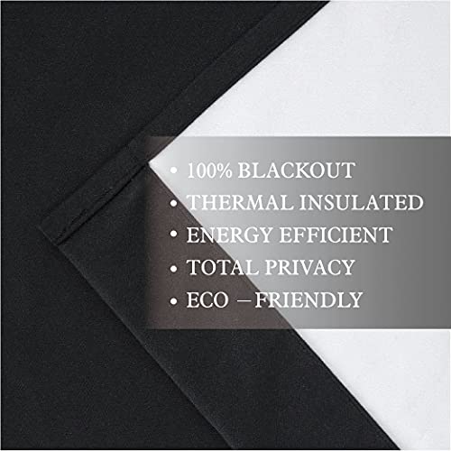 Easy Home 2 Panels Blackout Tier Curtain with Rod Pocket for Kitchen, Bathroom, Living Room, Thermal Insulated, Light Blocking for Any Small Window 36" (W) x36 (L) (Black)