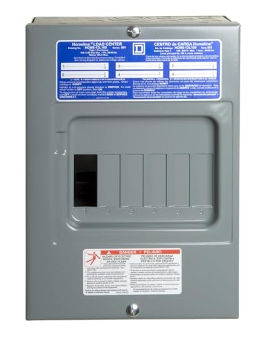 Square D by Schneider Electric Square D - HOM612L100SCP Homeline Load Center with Cover, 100-Amp Fixed Main Lugs, 1-Phase, 6-Space, 12-Circuit, Indoor
