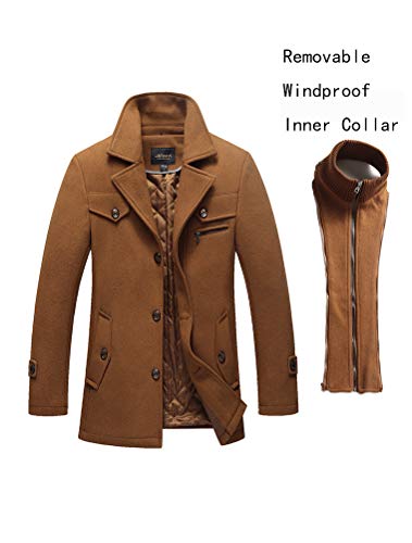 Litteking Men's Winter Pea Coat Casual Woolen Trench Coat Single Breasted Short Wool Jacket Dark Gray S