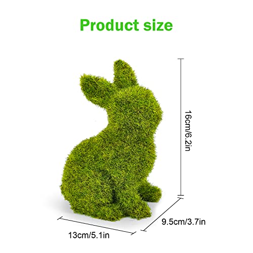 MicoSim Easter Bunny Decorations,Resin Moss Bunny Figurine,Garden Artificial Moss Rabbit Easter Décor Easter Party Favors Gifts(Medium Sit)