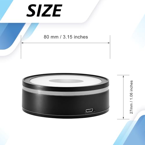 IFOLAINA LED Light Base Lighted Stand Display for Crystal Glass Ball Glass Art Tumbler RGB Multicolor Lighting Round Black Pedestal - Concave