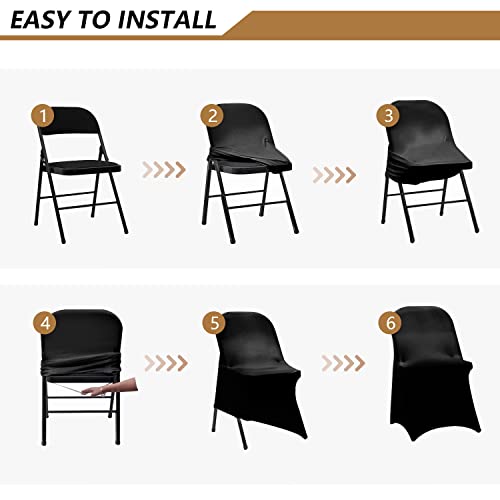 ManMengJi Spandex Folding Chair Covers, Folding Chair Covers 12 PCS Light Yellow, Universal Fitted Banquet Chair Slipcovers for Wedding Party Event