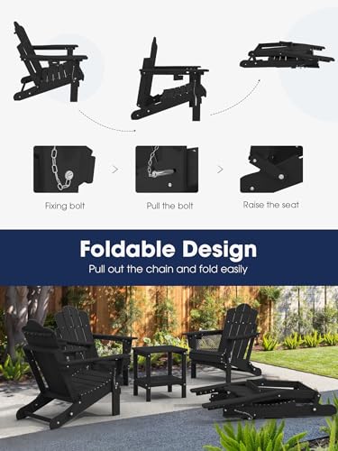 KINGYES Folding Adjustable Backrest Adirondack Chair Set of 2, Aruba Blue