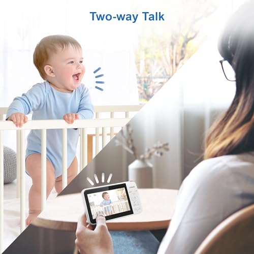 VTech VM924 5" Screen Remote Pan-Tilt-Zoom Baby Monitor with Camera&Audio,Up to 31Hrs Battery for Audio&17Hrs Video Streaming, Long Range Up to 1000ft,Night Vision,Soothing Sound,Temperature Sensor