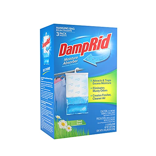 DampRid Hanging Bag, Moisture Absorber, Pack of 3 (16 oz. ea.), 3 Pack, Blue