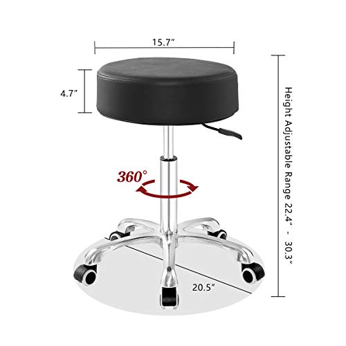 Grace&Grace Height Adjustable Rolling Swivel Stool with Extra Thick Seat for for Salon, Studio, Shop, Kitchen,Dental,Heavy Duty Medical Stool with Wheels