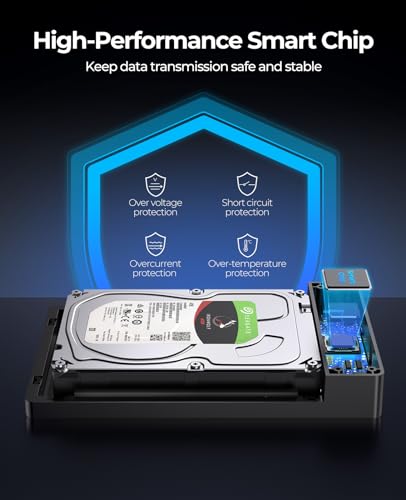 ORICO USB 3.0 External Hard Drive Enclosure for 3.5/2.5 Inch SATA Hard Drives/SSD Up to 20 TB, 3.5'' Tool-Free HDD Enclosure with 12V/2A Power Supply and UASP Acceleration (3588US3)