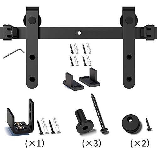 skysen 2ft Single Door Cabinet Sliding Barn Door Hardware Kit Super Mini Sliding Door Hardware for Wardrobe Cabinet TV Stand (ykd2)